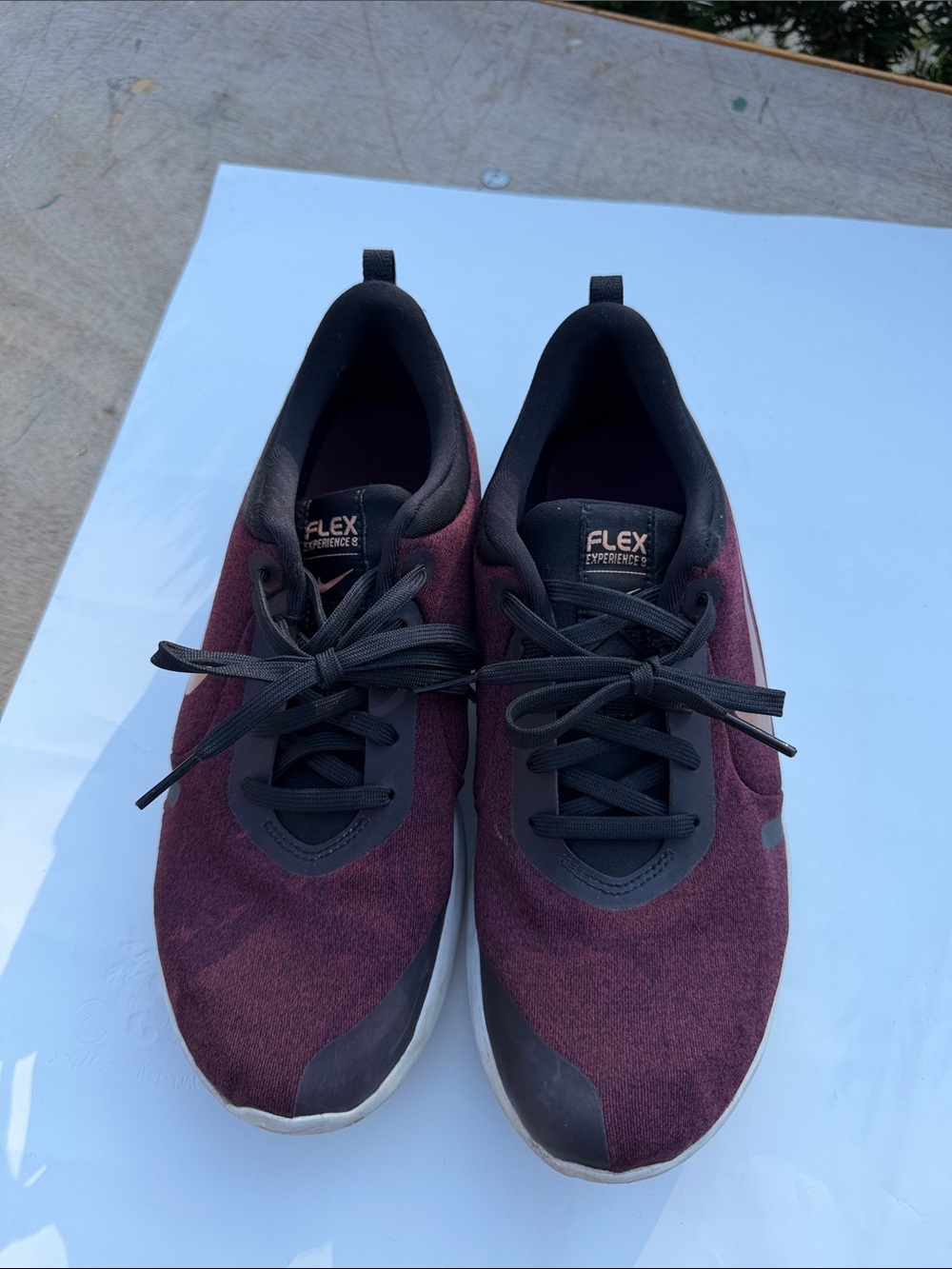 Nike Burgundy and Black running Sneakers with Gold Swoosh flex experience